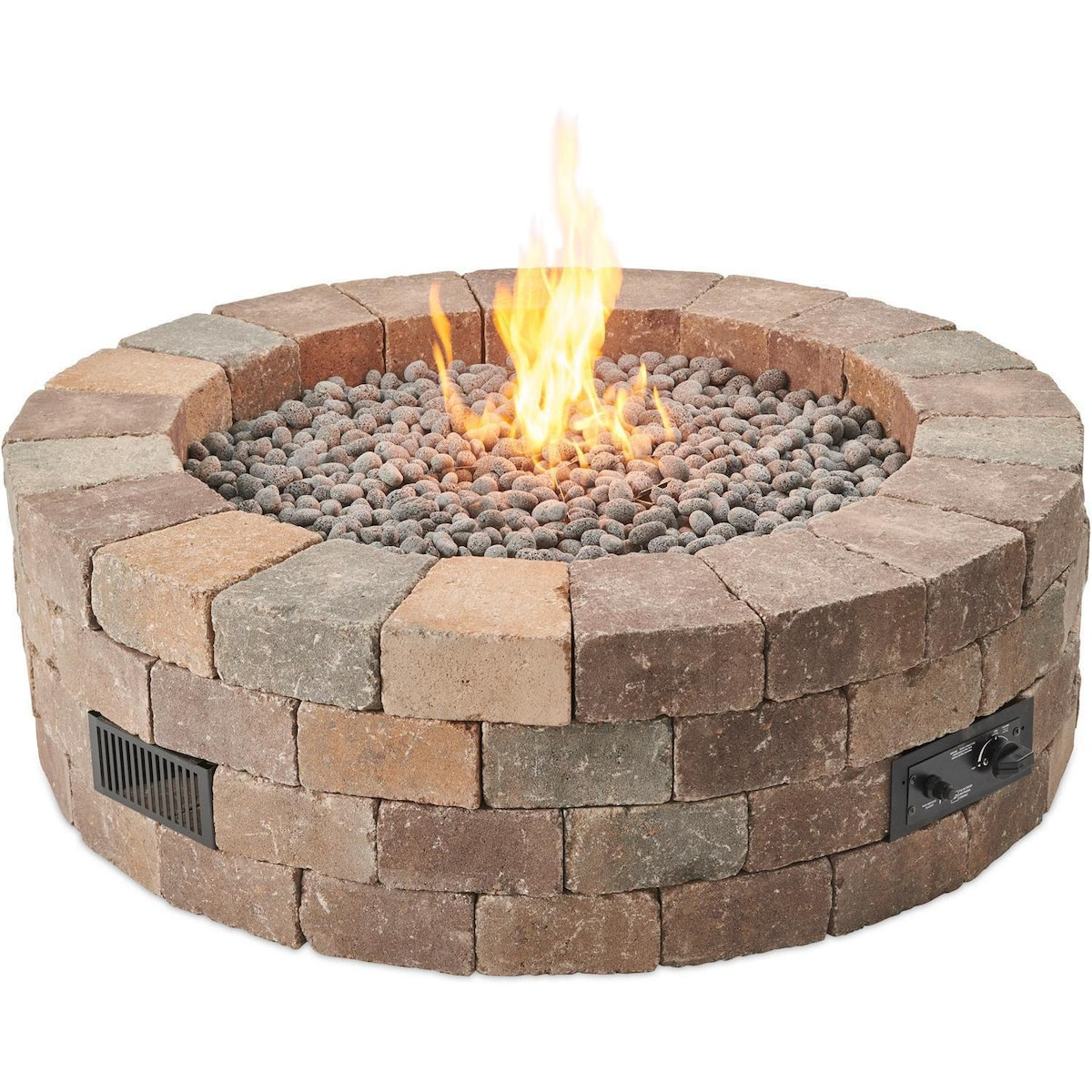 Abbey Bay 51 Inch Round Concrete Natural Gas Fire Pit in Brown by Lakeview Outdoor Designs