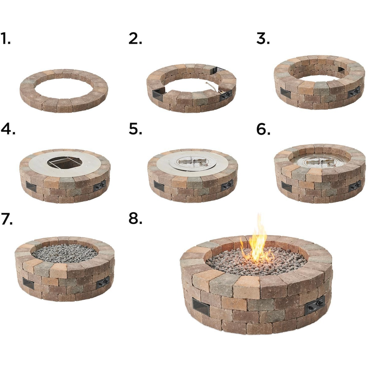 Abbey Bay 51 Inch Round Concrete Natural Gas Fire Pit in Brown by Lakeview Outdoor Designs